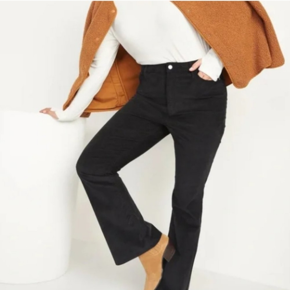 Old Navy High Waisted Corduroy Flare Black 22